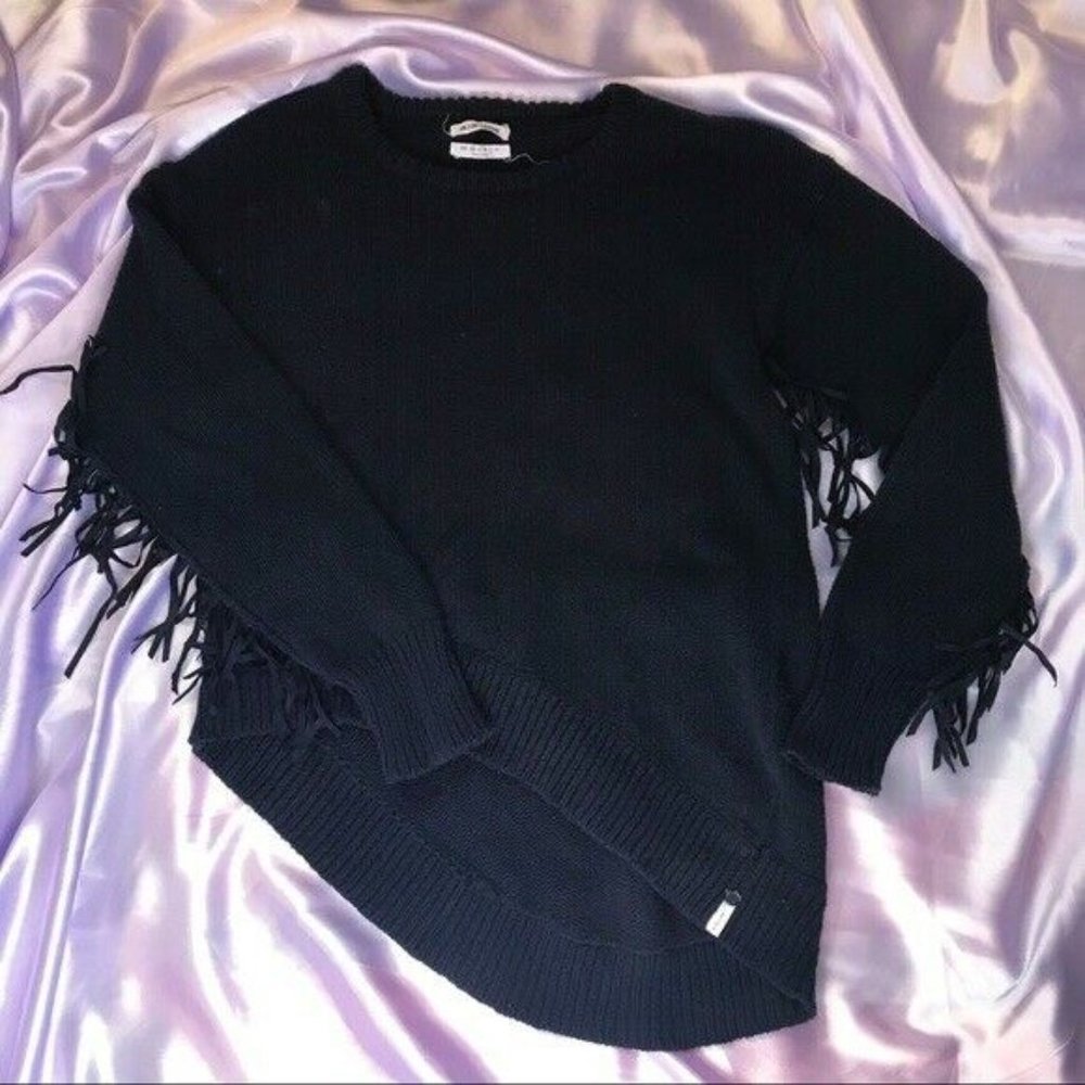 One Teaspoon Black Oversized Fringe Sweater Sz XS